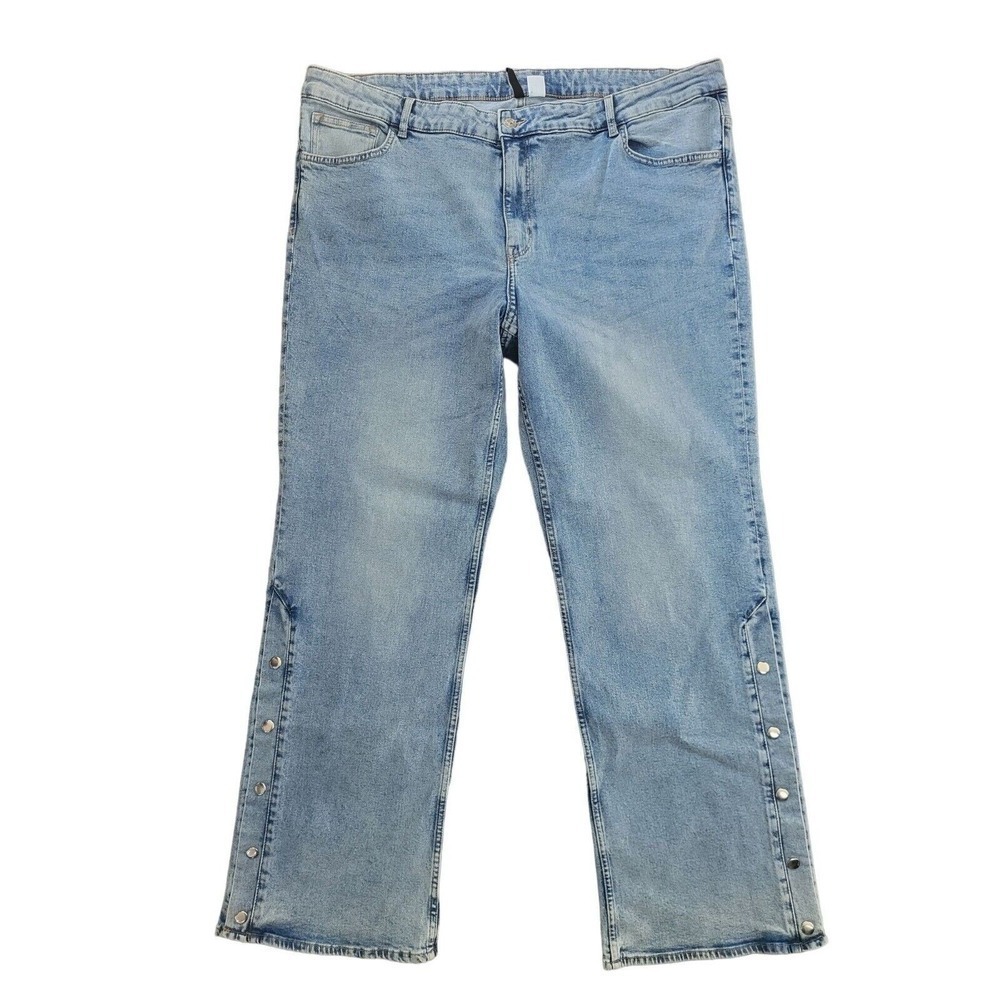 H&M Divided Snap Boot Cut Jeans XXL Womens Plus Size High Rise Light Wash